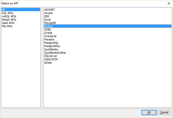 Older versions (pre v4.5): Set the Connection Type to MySQL.